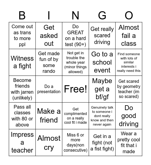 26-27 HS bingo Card