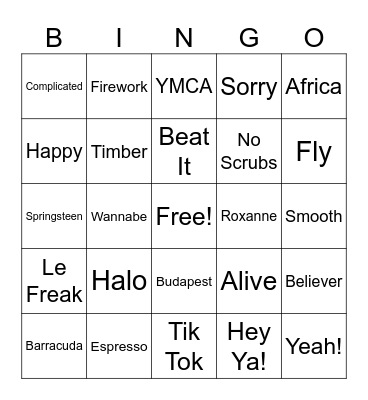 Music Bingo Card