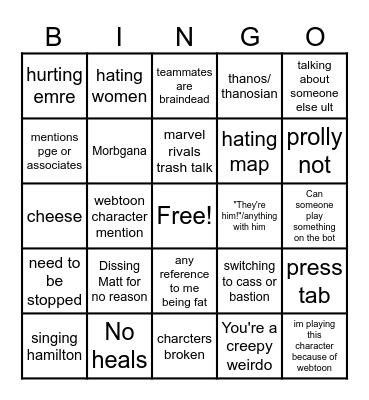 Bata Bingo Card