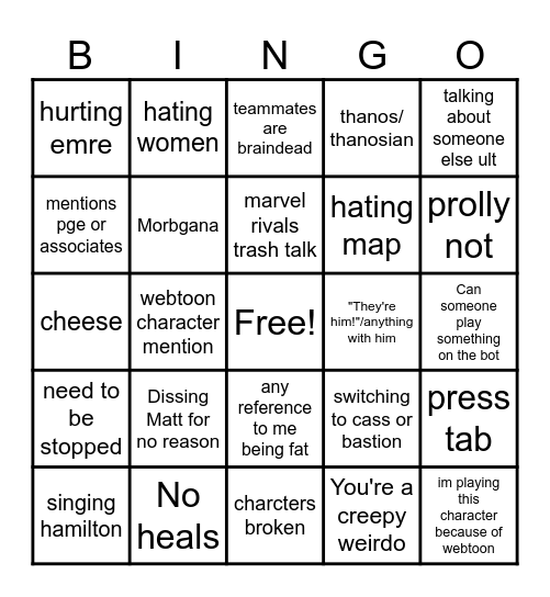Bata Bingo Card