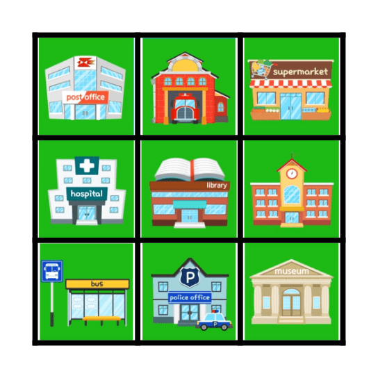 Places in town Bingo Card