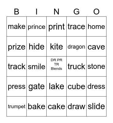 DR PR TR Blends Bingo Card