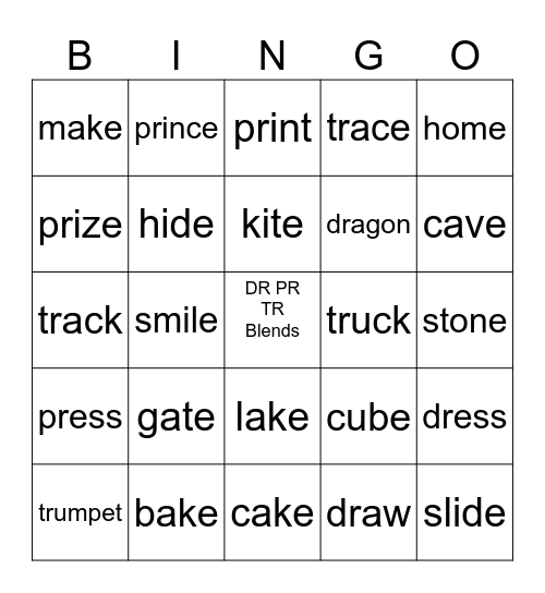 DR PR TR Blends Bingo Card