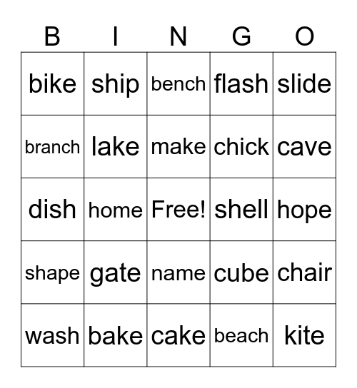 CH and SH blends Bingo Card