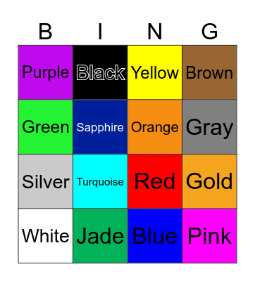 Colors Bingo Card