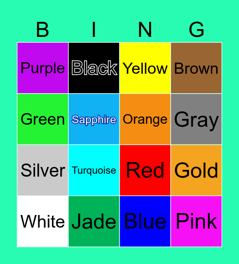 Colors Bingo Card