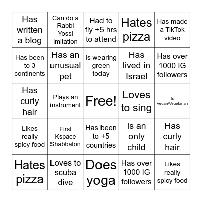 Find someone who... Bingo Card