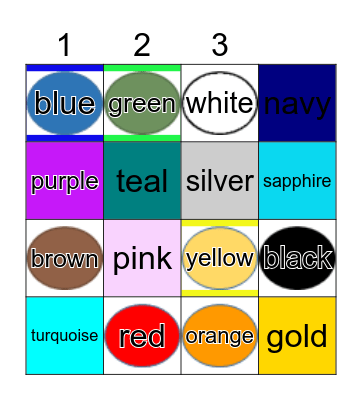 COLORS Bingo Card
