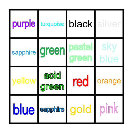 Vocabulary Bingo Card
