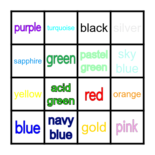 Vocabulary Bingo Card
