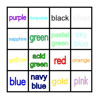 Vocabulary Bingo Card