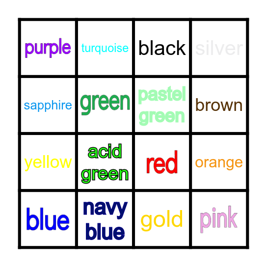 Vocabulary Bingo Card