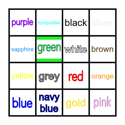Vocabulary Bingo Card
