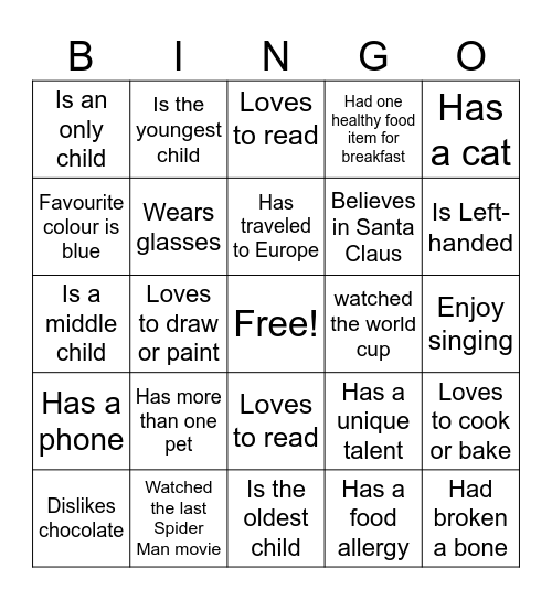 Ice-Ice Breaker! Bingo Card