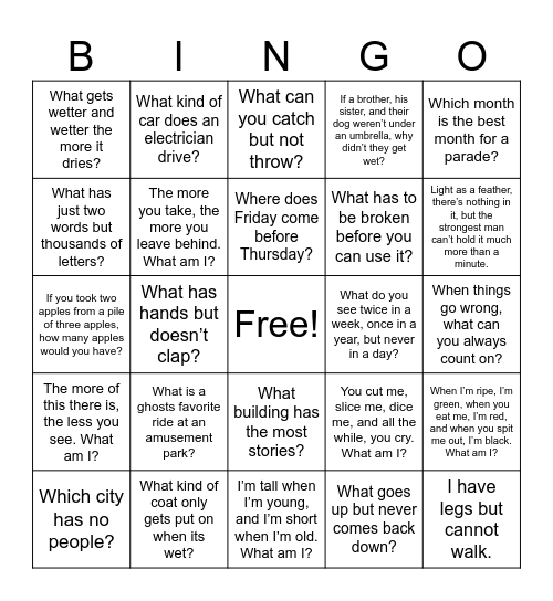TE Bingo Card