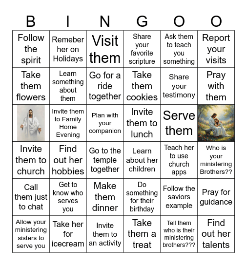 Ministering Bingo Card