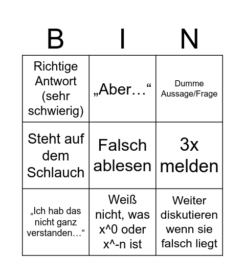 Clara Bingo Card