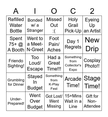 AAOC 2026 Bingo Card