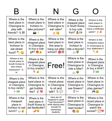 Discussion: Where is the best place in South Korea to eat tteokbokki? 🌶️😋 Bingo Card