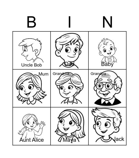 Family Bingo Card
