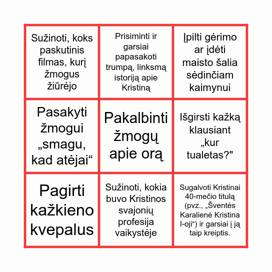 Kristinai 40 ! Bingo Card