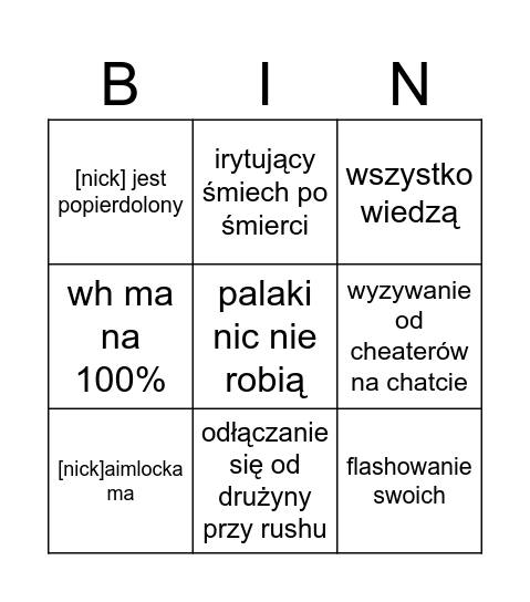 Konrad csowy Bingo Card