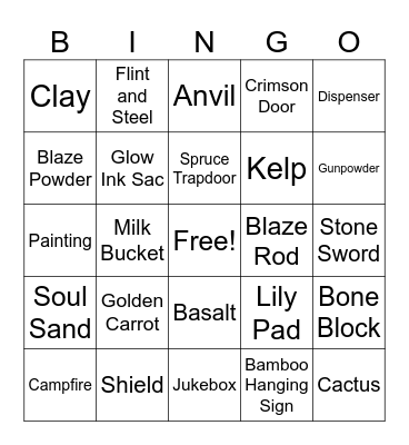 1v1 Minecraft Bingo!!!! Bingo Card