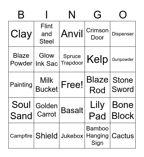 1v1 Minecraft Bingo!!!! Bingo Card