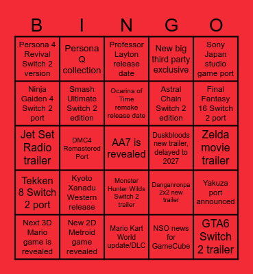 September Direct Bingo Card