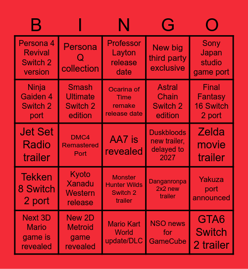 September Direct Bingo Card