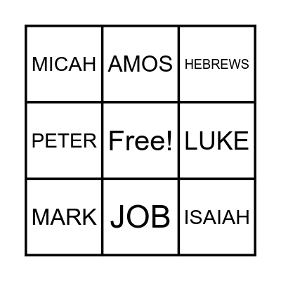IN THE BIBLE Bingo Card