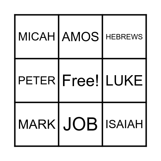 IN THE BIBLE Bingo Card