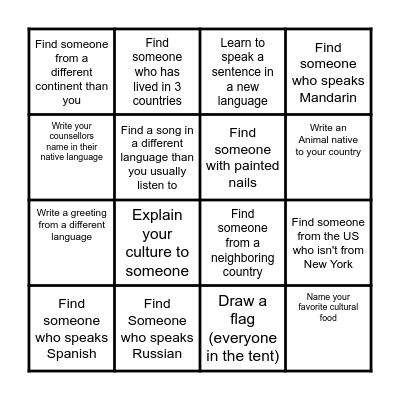 "United Nations" Bingo Card