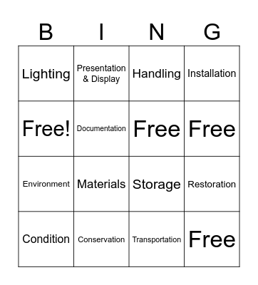 C & C Bingo Card
