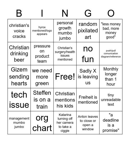 SportingRock Monthly Bingo Card