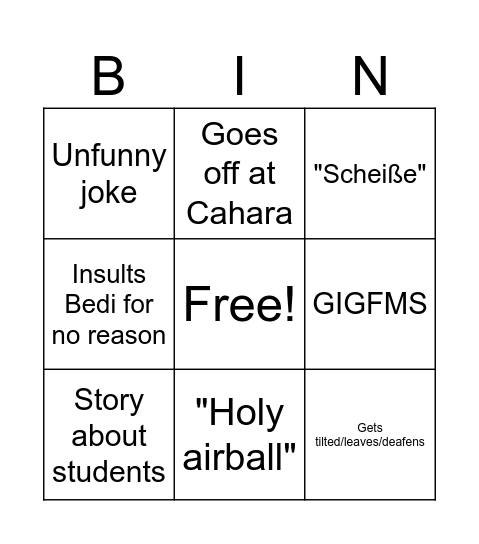 GOOFY DISCORD BINGO Card