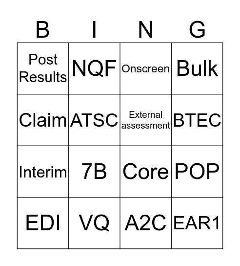 VQ Bingo Card