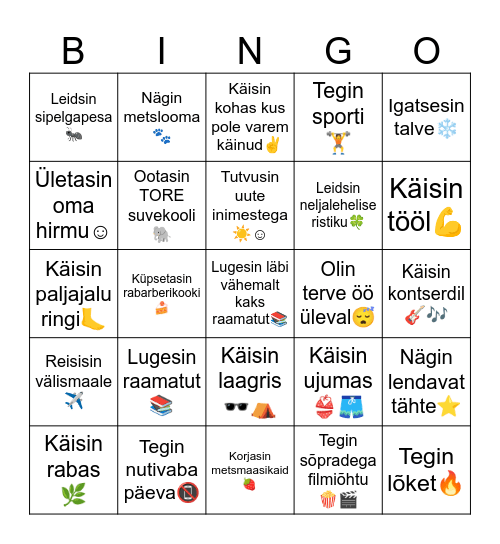 SUVE BINGO Card