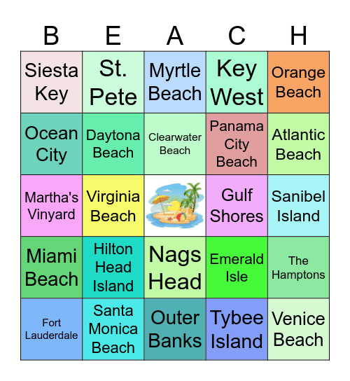 Beach Bingo Card