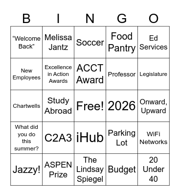 Fall 2026 Inservice Bingo Card