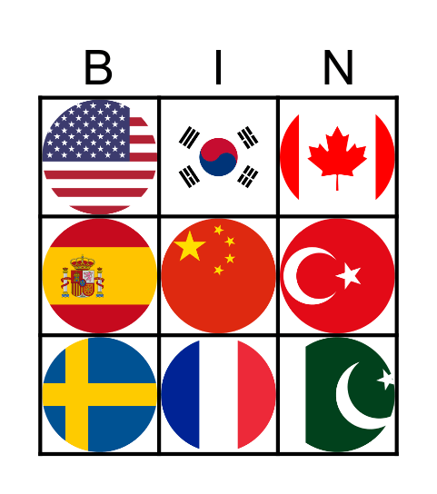 Flags Bingo 1 Bingo Card