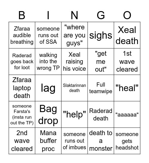 VINDICTIVE SOUL WAR BINGO Card