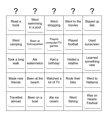 Find someone who Bingo Card