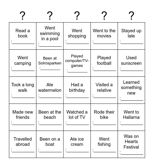 Find someone who Bingo Card