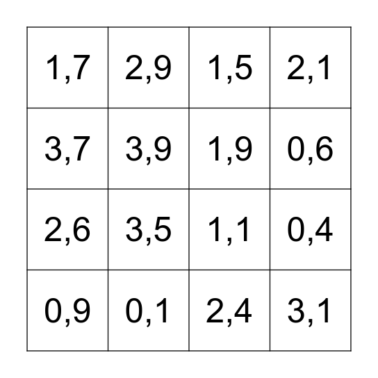 Desimaalilukubingo Card