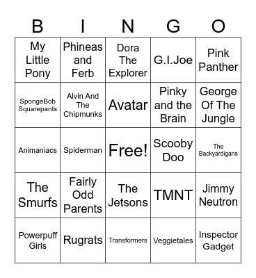 Cartoons Bingo Card