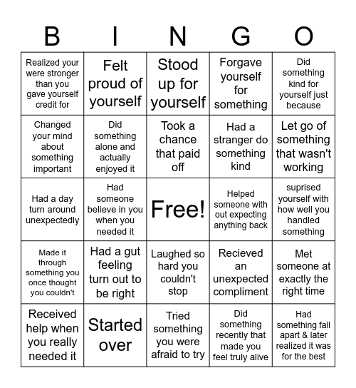Good things are allowed to happen Bingo Card