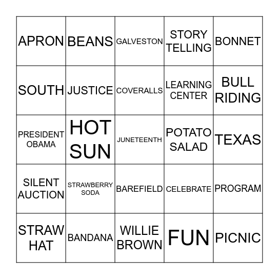 JUNETEENTH BINGO Card