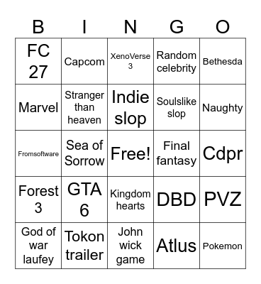 Gamescom opening night Bingo Card