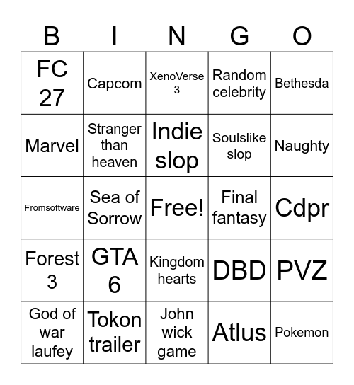 Gamescom opening night Bingo Card